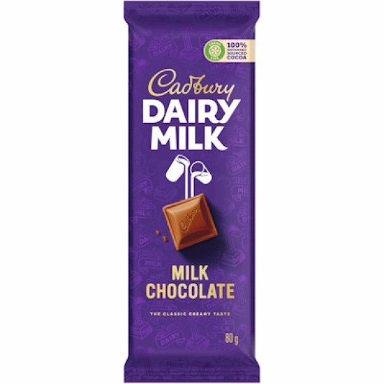 CADBURY DAIRY MILK CHOC SLAB 80GR